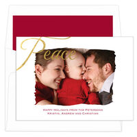 Red Gold Foil Peace Swash Holiday Photo Cards