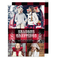 Red Plaid Seasons Greetings Holiday Photo Cards