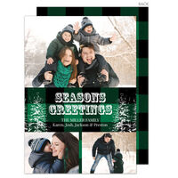 Green Plaid Seasons Greetings Holiday Photo Cards