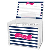 Navy Stripe Recipe Box and Recipe Cards