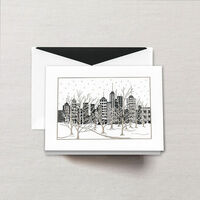 Engraved Snowy Skyline Holiday Greeting Card