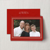 Engraved White and Gold Frame Top Fold Holiday Photo Mount Card