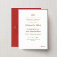 Candy Cane Bevel Engraved Holiday Party Invitation with Red Envelope