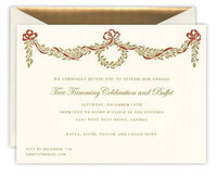 Engraved Golden Holly Bough Holiday Invitation