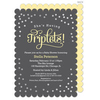 Yellow and Grey Confetti Triplets Shower Invitations