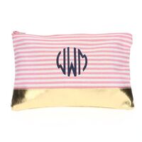 Personalized Pink Metallic Block Pouch