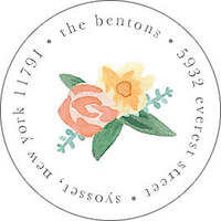Painted Peonies Round Address Labels