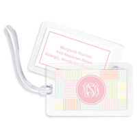 Light Pink Seersucker Patch Luggage Tags