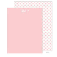 Pink with White Monogram Flat Note Cards
