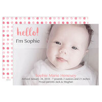 Pink Hello Photo Birth Announcements