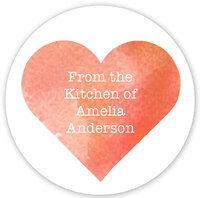Orange Watercolor Heart Kitchen Round Stickers