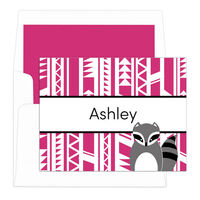 Pink Raccoon Foldover Note Cards