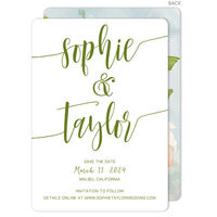 Green Large Swoosh Names Save the Date Announcements