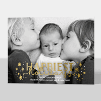 Sparkling Wishes Foil Pressed Flat Holiday Photo Cards