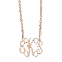 Petite Rose Gold Plated Filigree Monogram Necklace with Chain