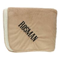 Embroidered Tan Fleece and Sherpa Blanket