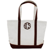 Personalized Medium Brown Trimmed Classic Tote