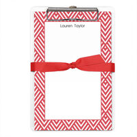 Red Geometric Border Notepads with Clipboard