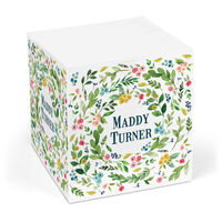 White Bud Wreath Sticky Memo Cube