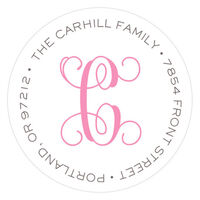 Pink Clean and Simple Initial Round Address Labels
