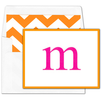 Orange Initial Monogram Foldover Note Cards