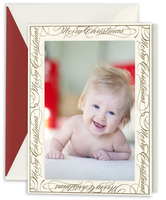 Vertical Engraved Merry Christmas Photo Cards