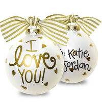 I Love You Glass Christmas Ornament