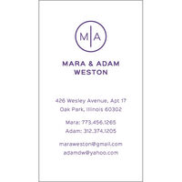 Vertical Circle Initials Contact Cards - Raised Ink