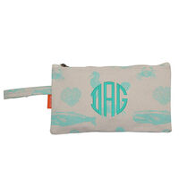 Personalized Mint Sealife Canvas Clutch Bag