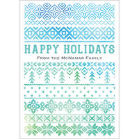 Blue and Green Nordic Sweater Flat Holiday Cards