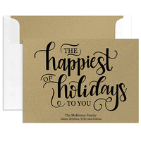 Happiest of Holidays to You Flat Shimmer Holiday Cards