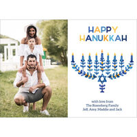 Modern Floral Menorah Photo Cards