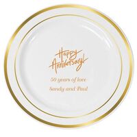 Fun Happy Anniversary Premium Banded Plastic Plates