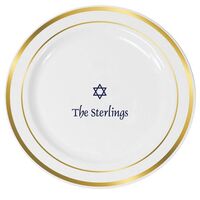 Little Star of David Premium Banded Plastic Plates