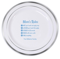 Mom's Rules Wash Your Hands Premium Banded Plastic Plates