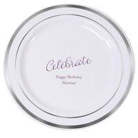 Expressive Script Celebrate Premium Banded Plastic Plates