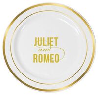 Modern Couple Premium Banded Plastic Plates