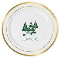 Modern Trees Premium Banded Plastic Plates