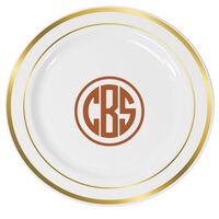 Framed Rounded Monogram Premium Banded Plastic Plates