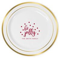 Confetti Dots Be Jolly Premium Banded Plastic Plates