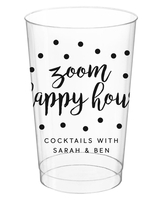 Confetti Dot Zoom Happy Hour Clear Plastic Cups