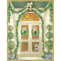 Door with Greenery and Lights Holiday Cards