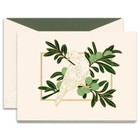 Dove in Olive Tree Folded Holiday Cards - Raised Ink