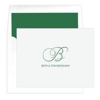 Formal Script Initial Folded Note Cards - Letterpress