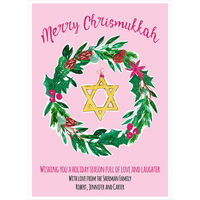 Chrismukkah Wreath Flat Holiday Cards
